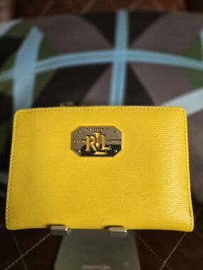 Ralph Lauren Bright Yellow RL Plaque Zip Wallet